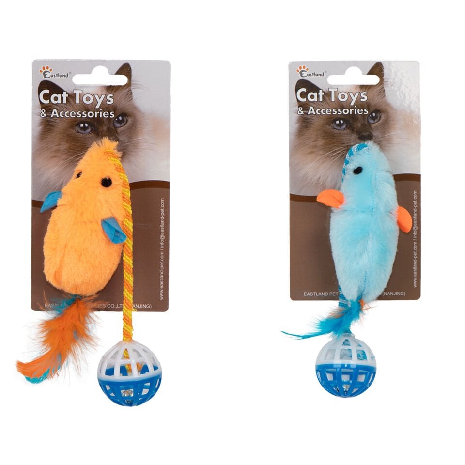 Eastland Tüylü Zilli Peluş Fare 28cm Kedi Oyuncağı