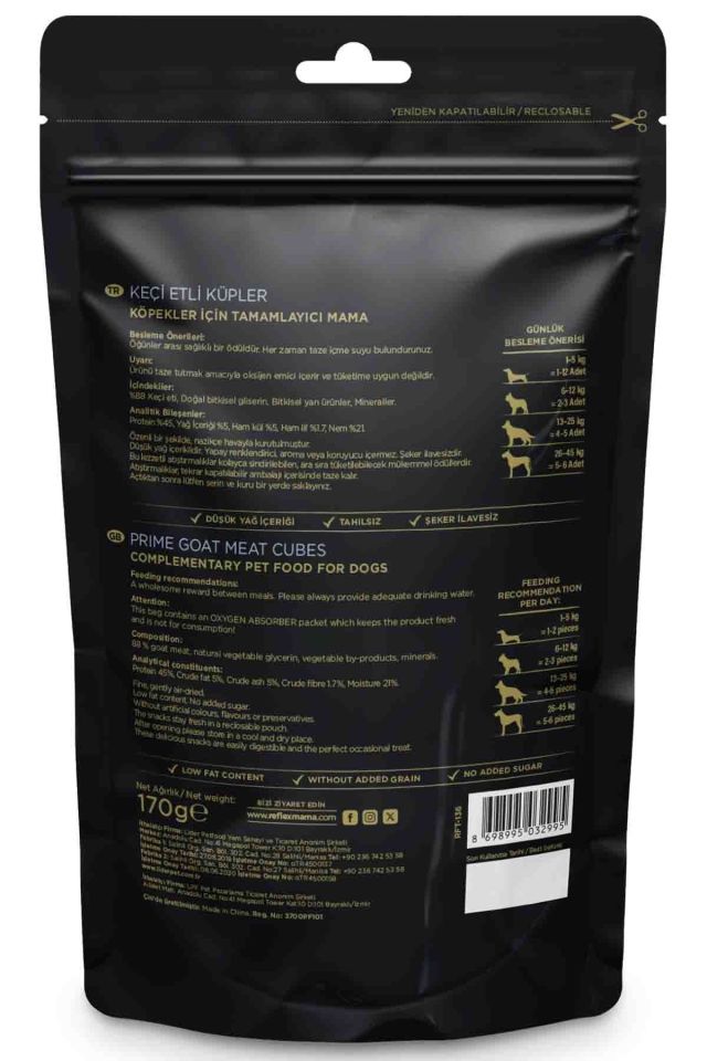 Reflex Snackies Natural Keçi Etli Küp Tahılsız Köpek Ödül Maması 170gr