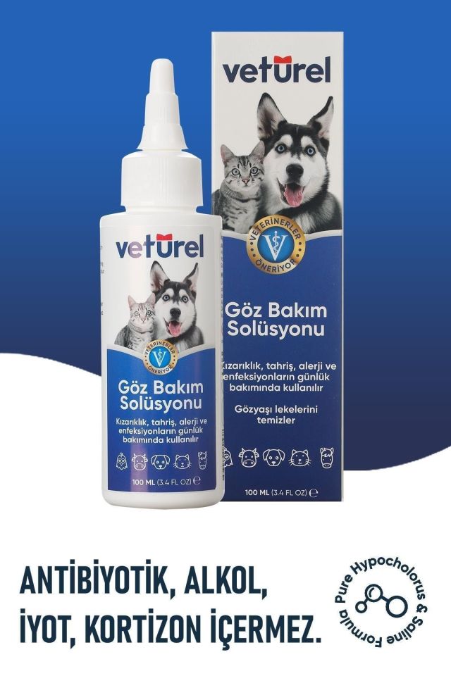 Veturel Kedi ve Köpekler için Göz Bakım Solüsyonu 100ml