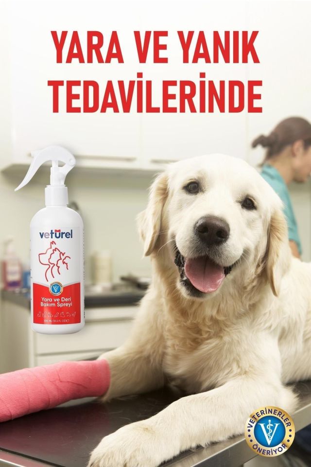 Veturel Kedi ve Köpekler için Yara ve Deri Bakım Spreyi 300ml