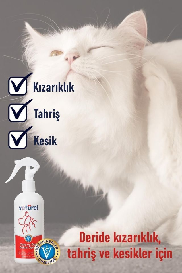 Veturel Kedi ve Köpekler için Yara ve Deri Bakım Spreyi 300ml