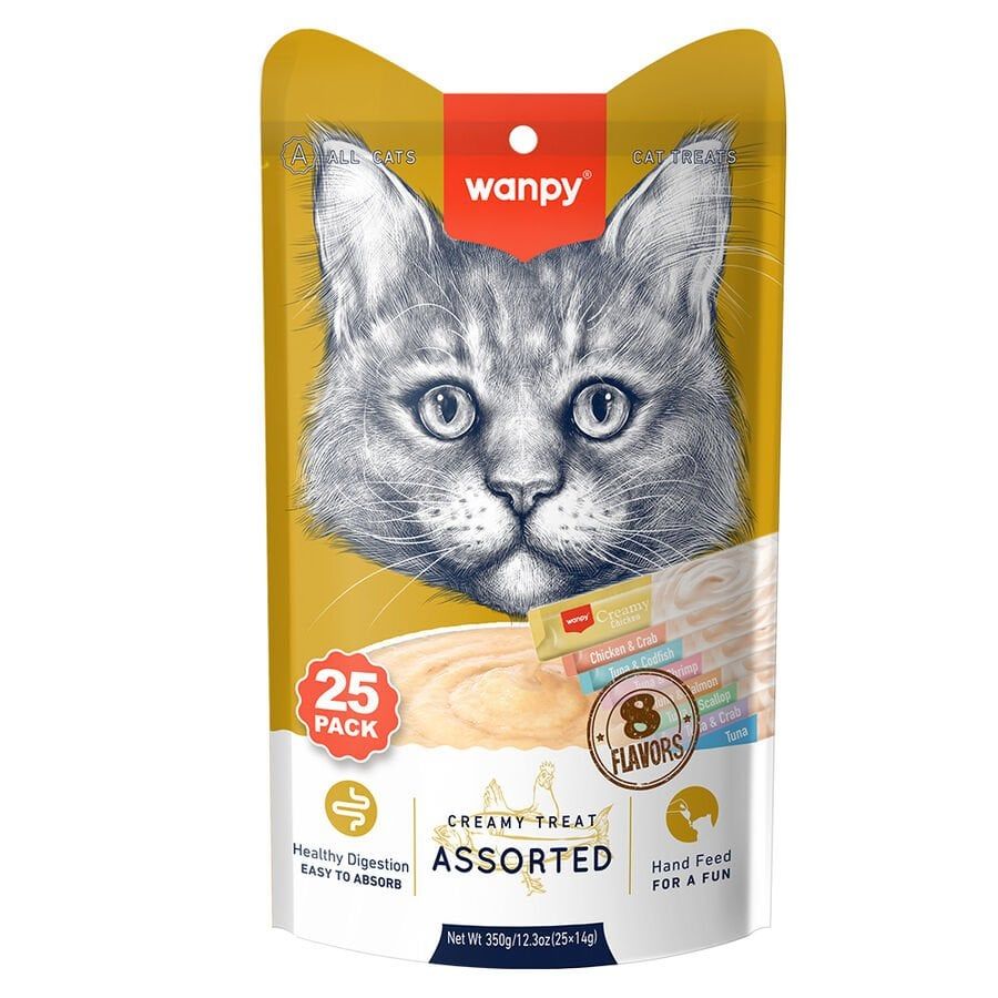 Wanpy Karışık 8 Lezzetli Krema Kedi Ödülü 25X14 gr