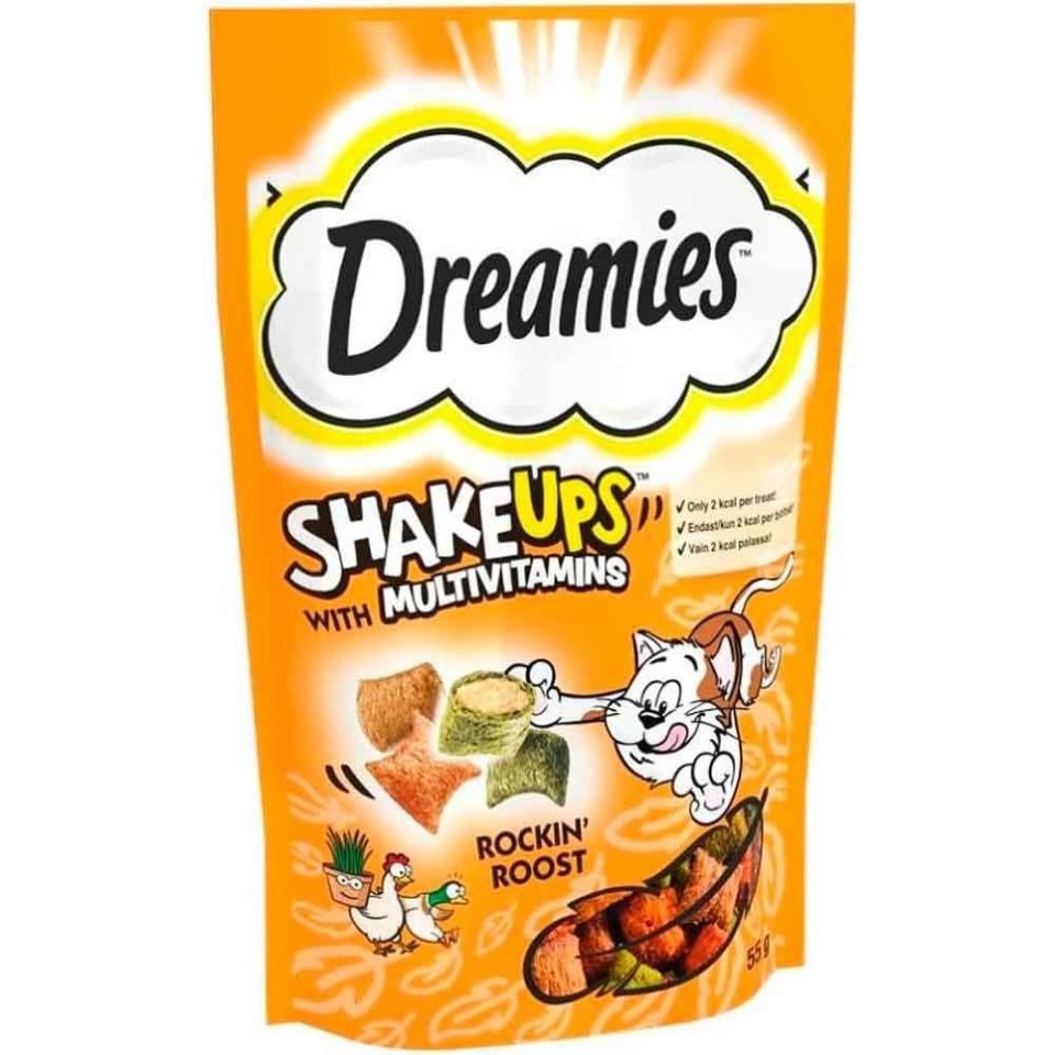 Dreamies ShakeUps Rockin Roost Tavuklu ve Ördekli Kedi Ödül Bisküvisi 55gr