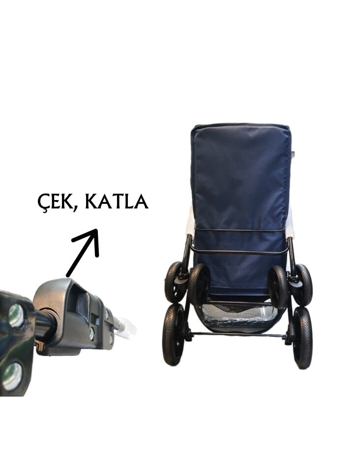 Tommy Evcil Hayvan Arabası 74,5x46,5x97,5cm Lacivert Max 15kg