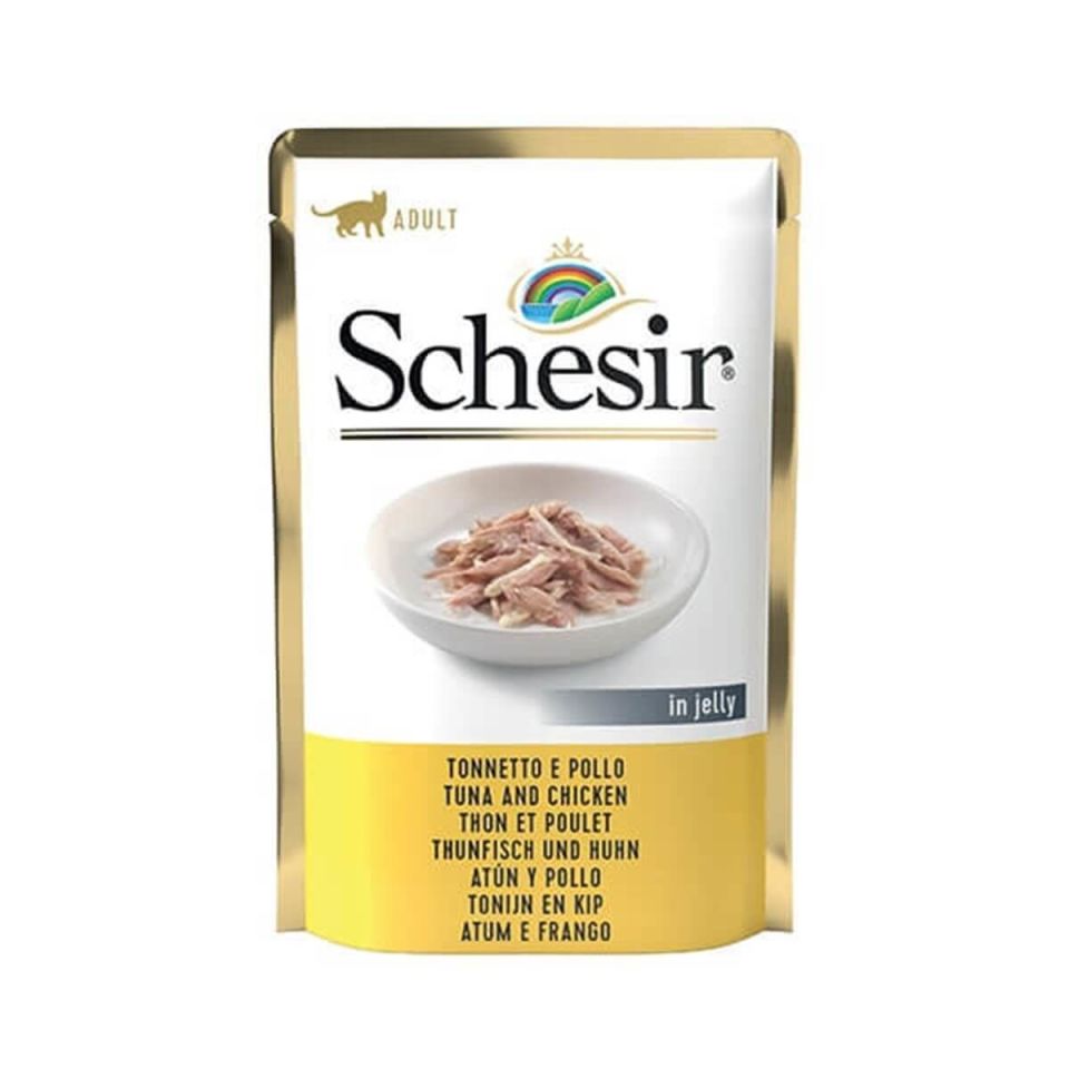 Schesir Jöle İçinde Ton Balıklı ve Tavuklu Yetişkin Kedi Konservesi 85gr