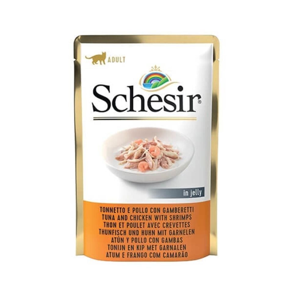 Schesir Jöle İçinde Ton Balıklı ve Karidesli Yetişkin Kedi Konservesi 85gr