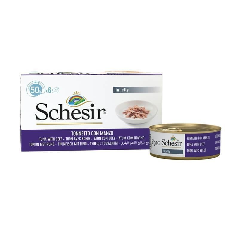 Schesir Jöle İçinde Sığır Etli Yetişkin Kedi Konservesi 6x50gr