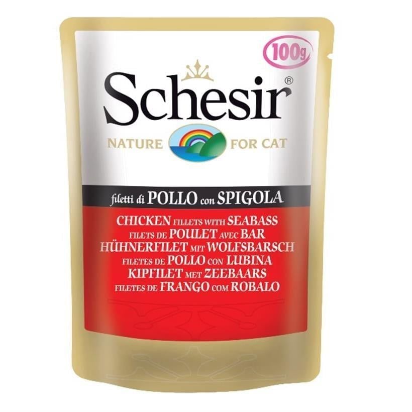 Schesir Tavuklu ve Levrekli Yetişkin Kedi Konservesi 100gr