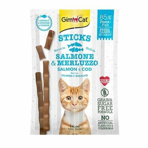 GimCat Sticks Morina Balıklı ve Somonlu Kedi Ödül Çubuğu 20gr (4'lü)