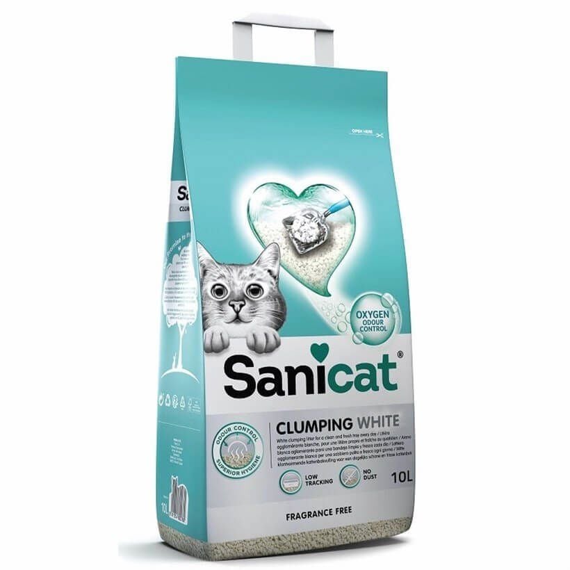 Sanicat Clumping White Kokusuz Topaklanan Kedi Kumu 10 lt