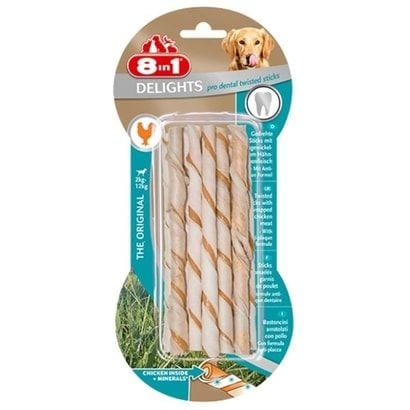 8in1 Delights Pro Dental Diş Sağlığı için Twisted Sticks Köpek Çiğneme Kemiği 55gr