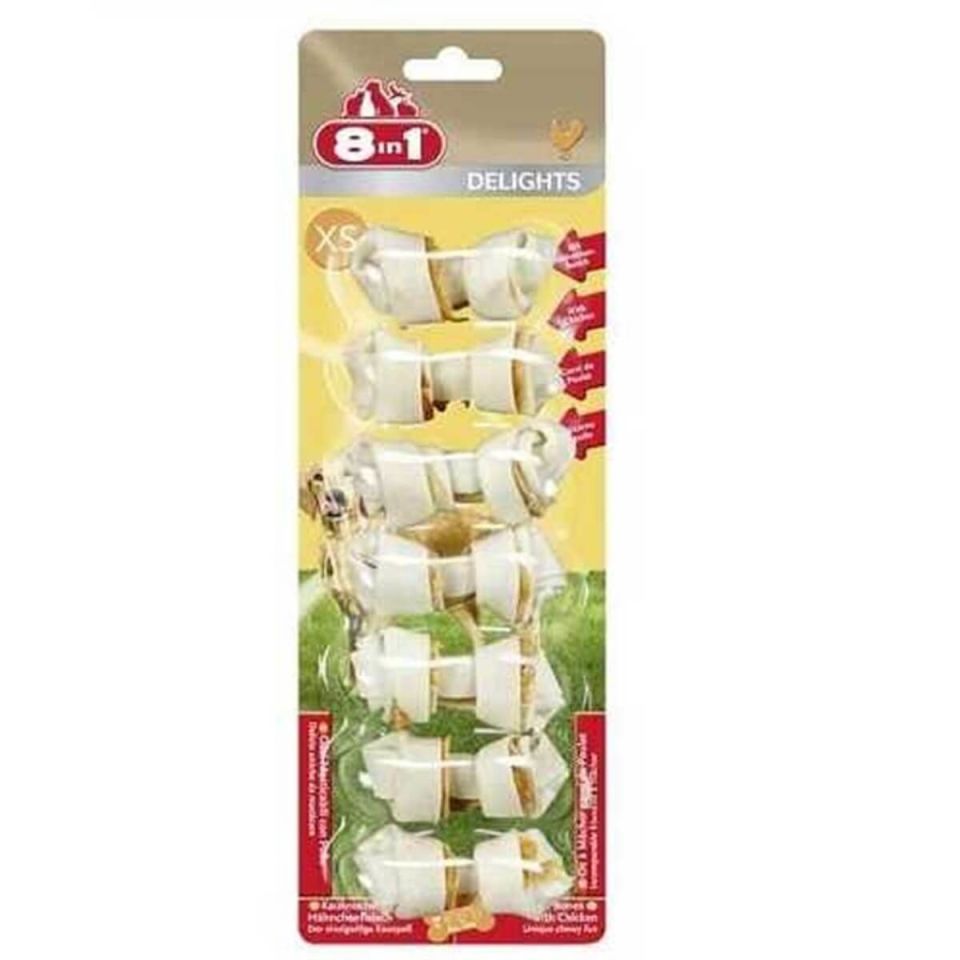 8in1 Delights Bones Ağız Bakımı için Tavuklu Düğümlü Köpek Kemiği (7'li) XS 84gr