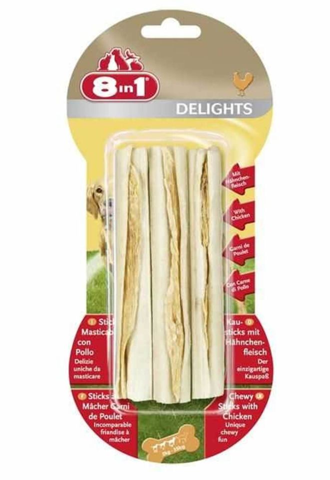 8in1 Delights Bones Köpekler için Tavuklu Ağız Bakım Kemiği (3'lü) Sticks 75gr