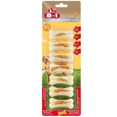 8in1 Delights Strong Tavuklu Deri Köpek Kemiği XS 7 Adet