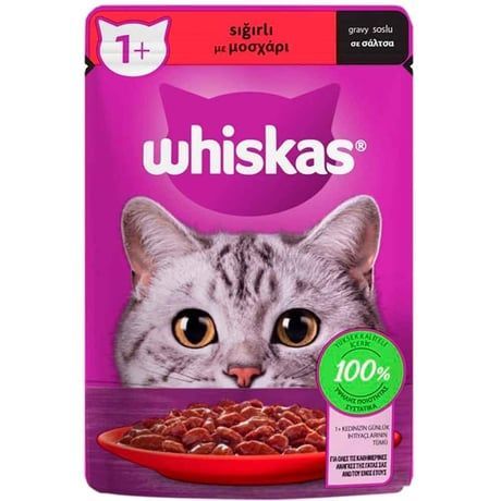Whiskas Pouch Sos İçinde Sığır Etli Yetişkin Kedi Konservesi 85gr