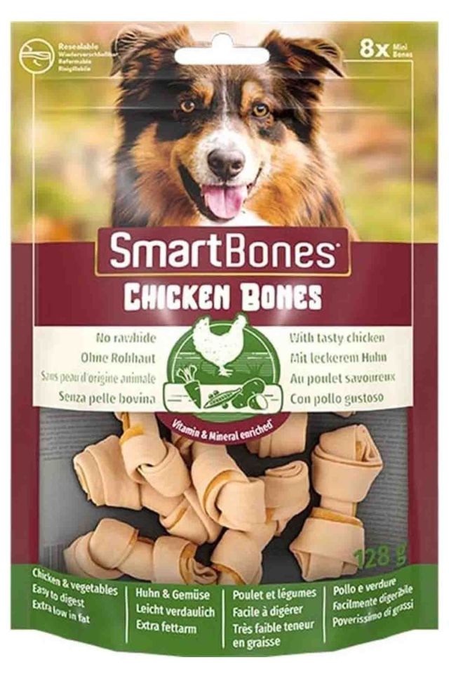 Smart Bones Tavuklu Düğümlü Küçük Irk Köpek Ödül Maması 128gr (8'li)