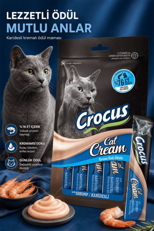 Crocus Karidesli Krema Kedi Ödülü 4x15gr