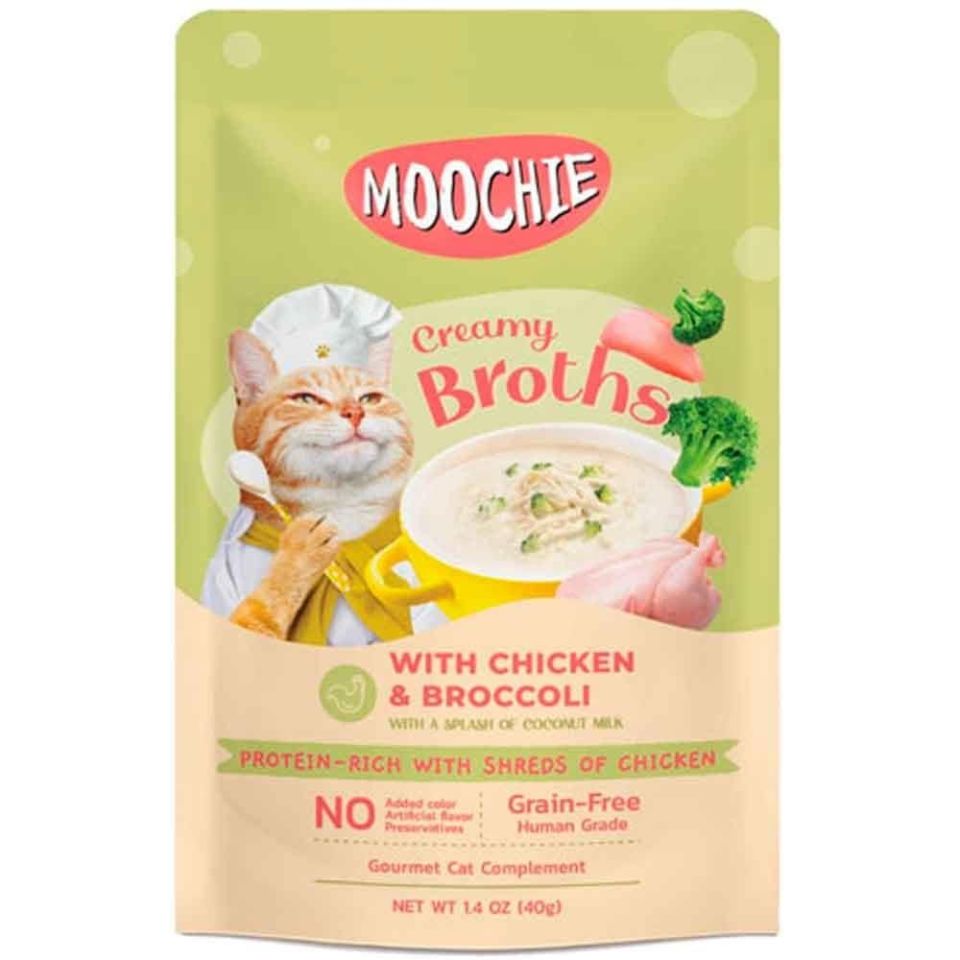 MOOCHIE Parça Tavuk Etli ve Brokolili Tahılsız Kedi Çorbası 40gr