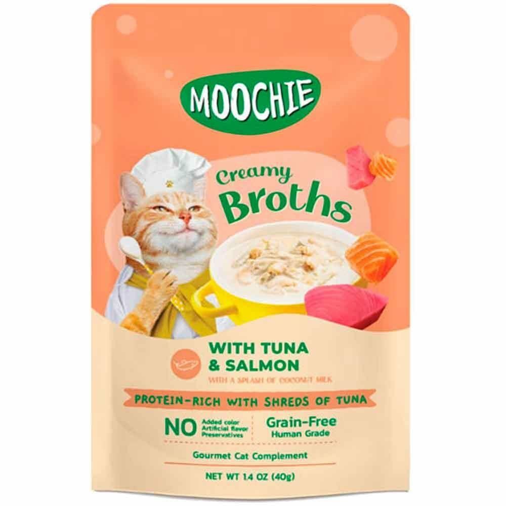MOOCHIE Parça Ton Balıklı ve Somonlu Tahılsız Kedi Çorbası 40gr