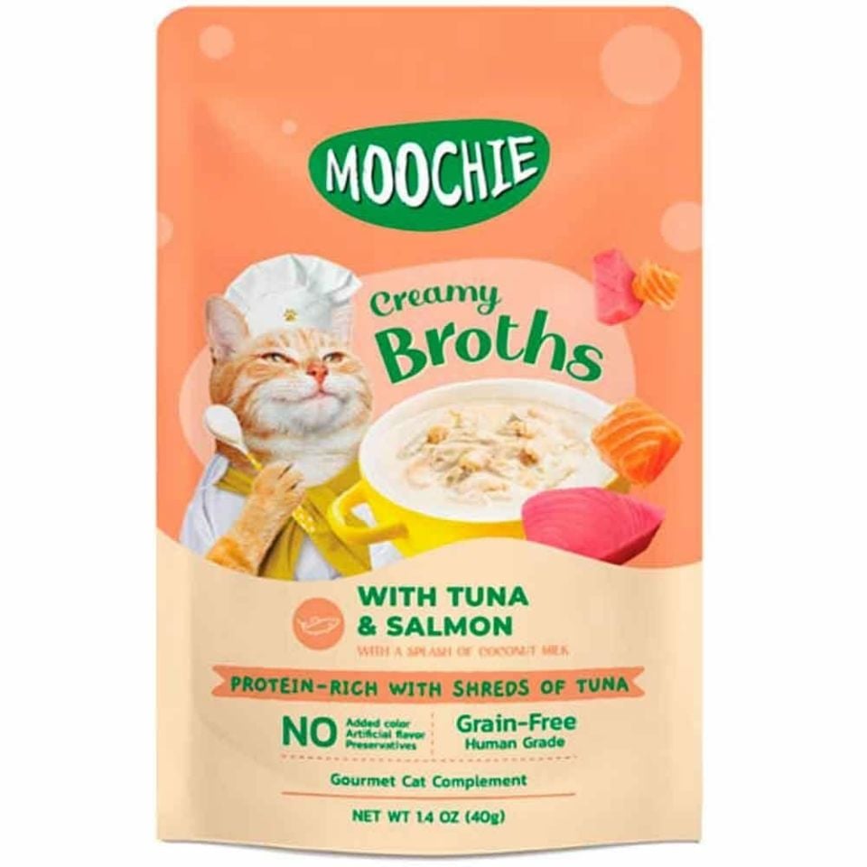 MOOCHIE Parça Ton Balıklı ve Somonlu Tahılsız Kedi Çorbası 40gr