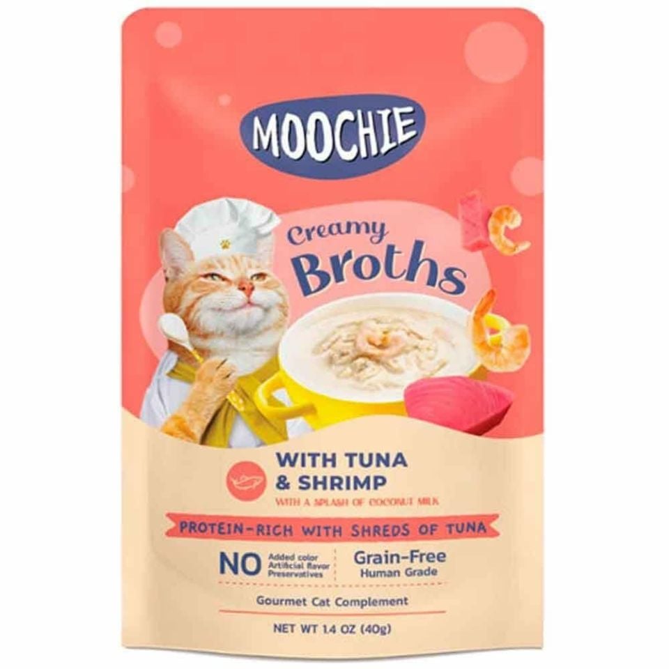 MOOCHIE Parça Ton Balıklı ve Karidesli Tahılsız Kedi Çorbası 40gr