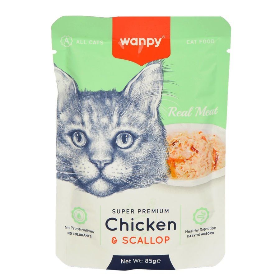 Wanpy 85 gr Pouch Tavuklu Deniz Taraklı Yaş Kedi Maması