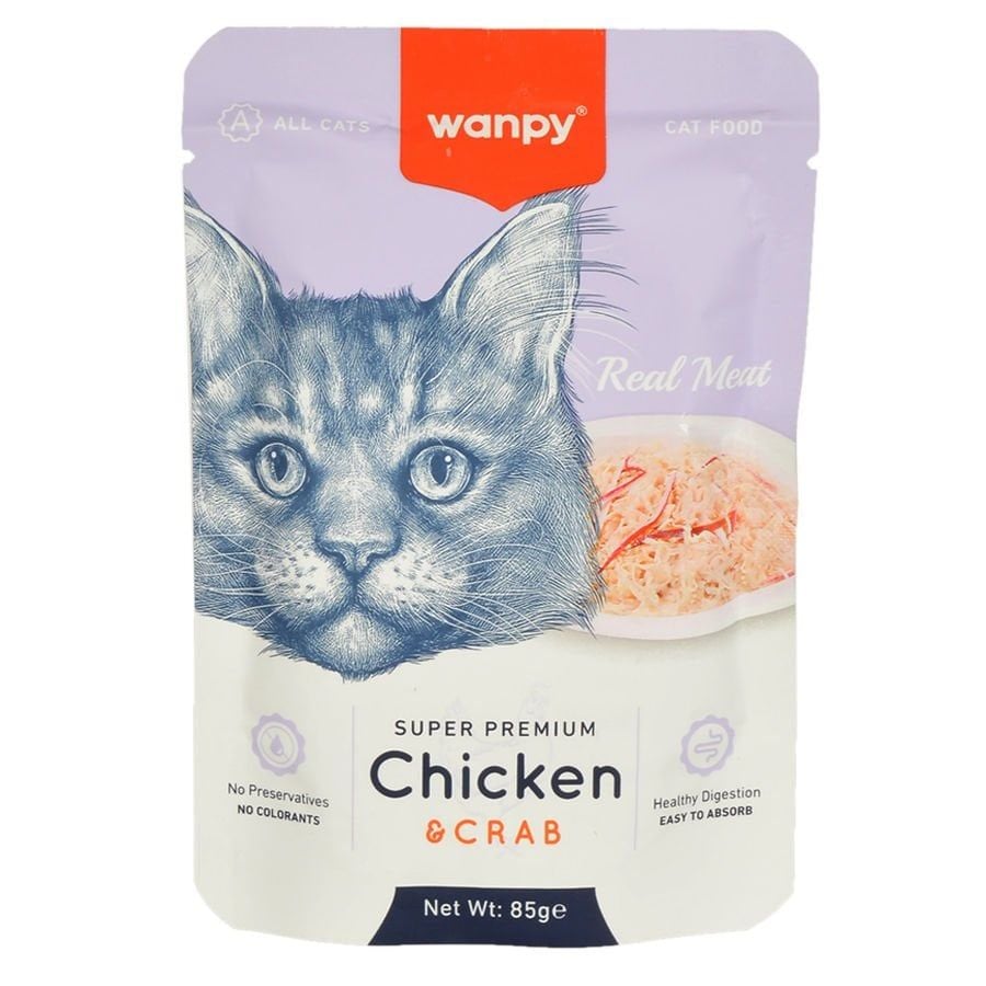 Wanpy 85 gr Pouch Tavuklu Yengeçli Yaş Kedi Maması