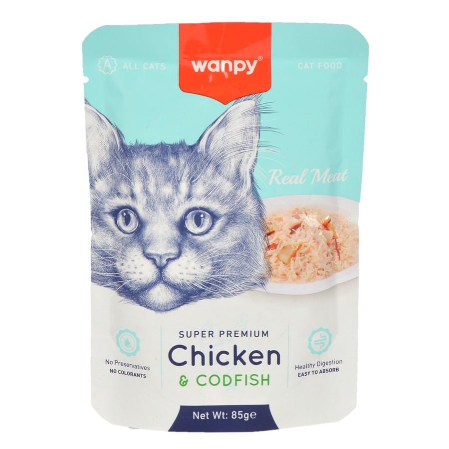 Wanpy 85 gr Pouch Tavuklu Morina Balıklı Yaş Kedi Maması