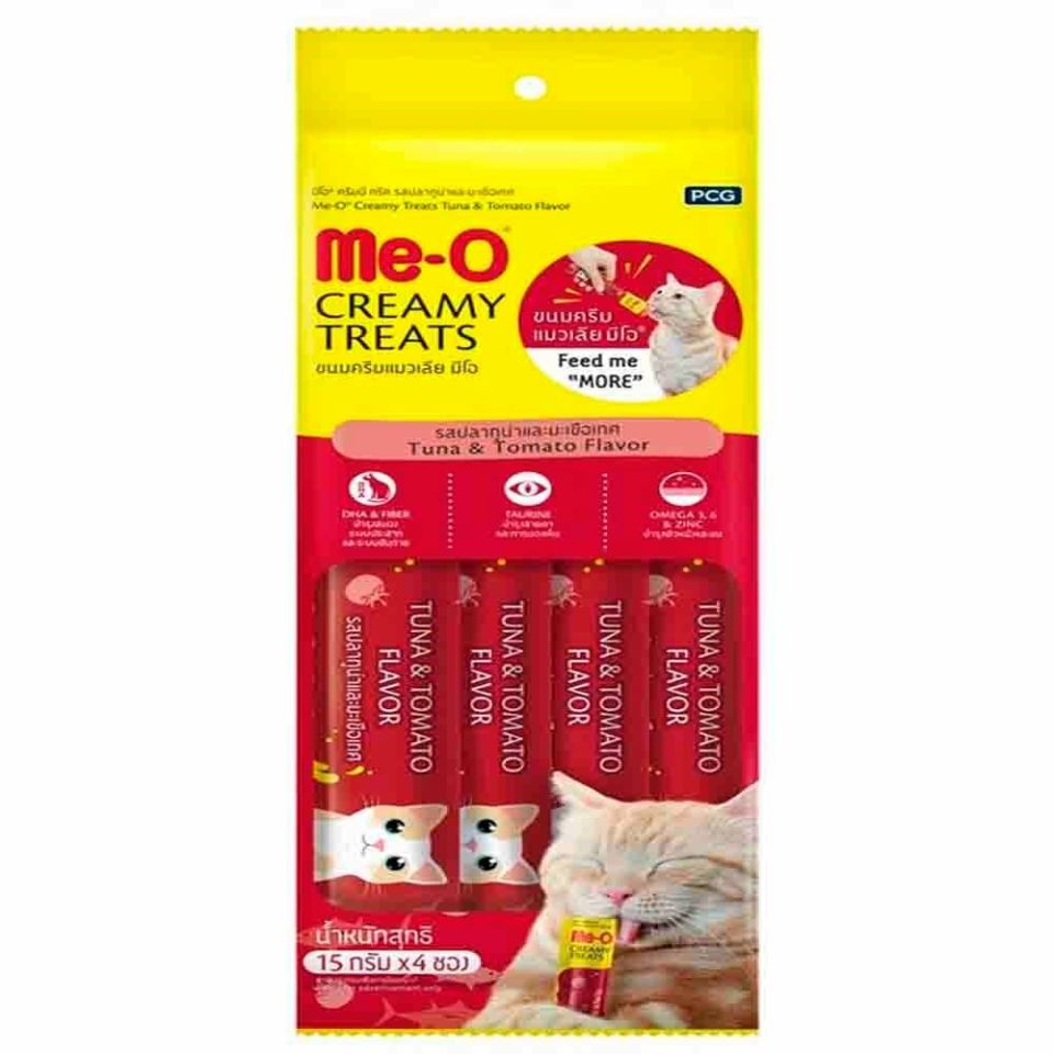 Me-O Creamy Treats Ton Balıklı ve Domatesli Ek Besin ve Kedi Ödülü 4x15gr