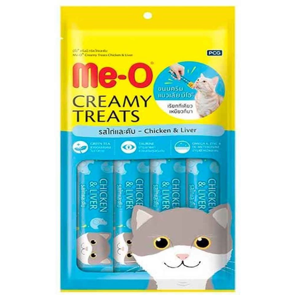 Me-O Creamy Treats Tavuk ve Ciğerli Ek Besin ve Kedi Ödülü 4x15gr