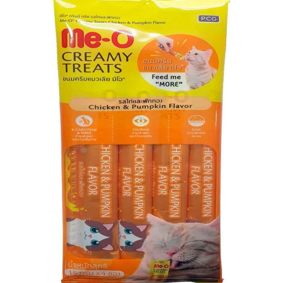 Me-O Creamy Treats Tavuk Etli ve Kabaklı Ek Besin ve Kedi Ödülü 4x15gr