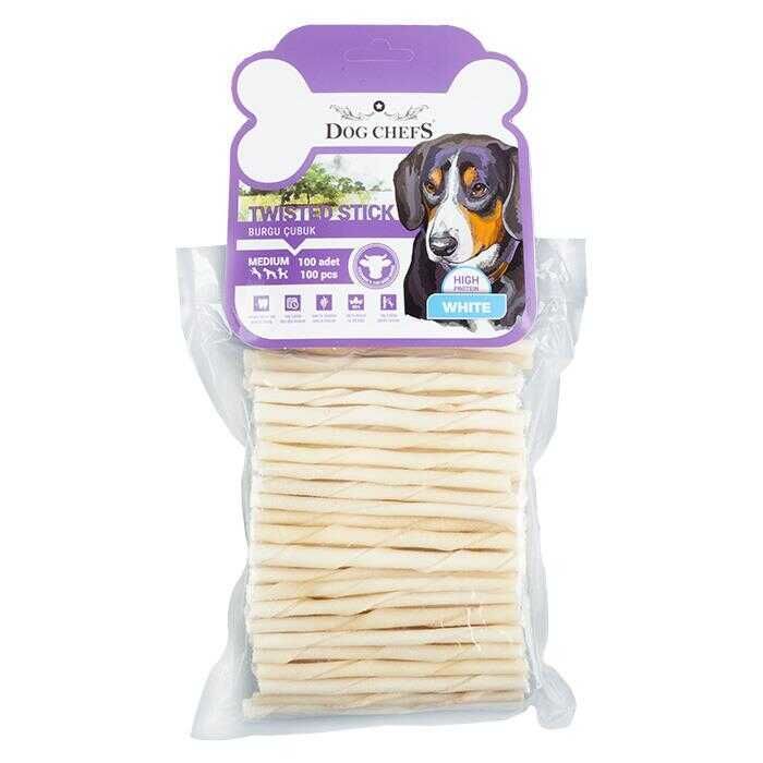 Dog Chefs Burgulu Köpek Çiğneme Çubuğu Beyaz 100 Adet