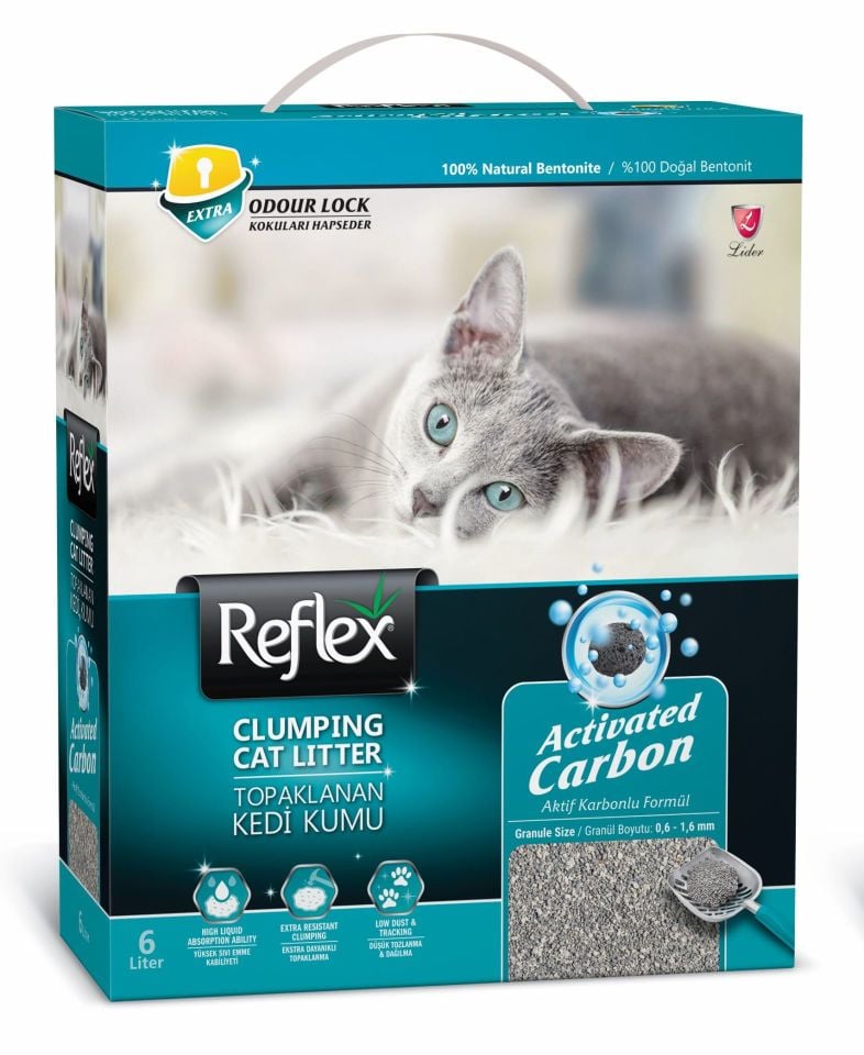 Reflex Box Aktif Karbonlu Kedi Kumu Turkuaz 6 Lt