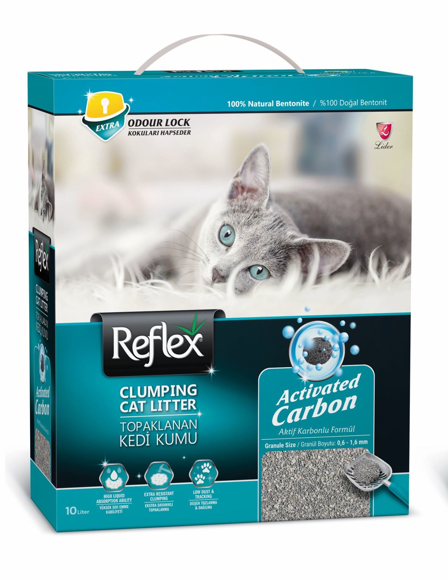 Reflex Box Aktif Karbonlu Kedi Kumu Turkuaz 10 Lt