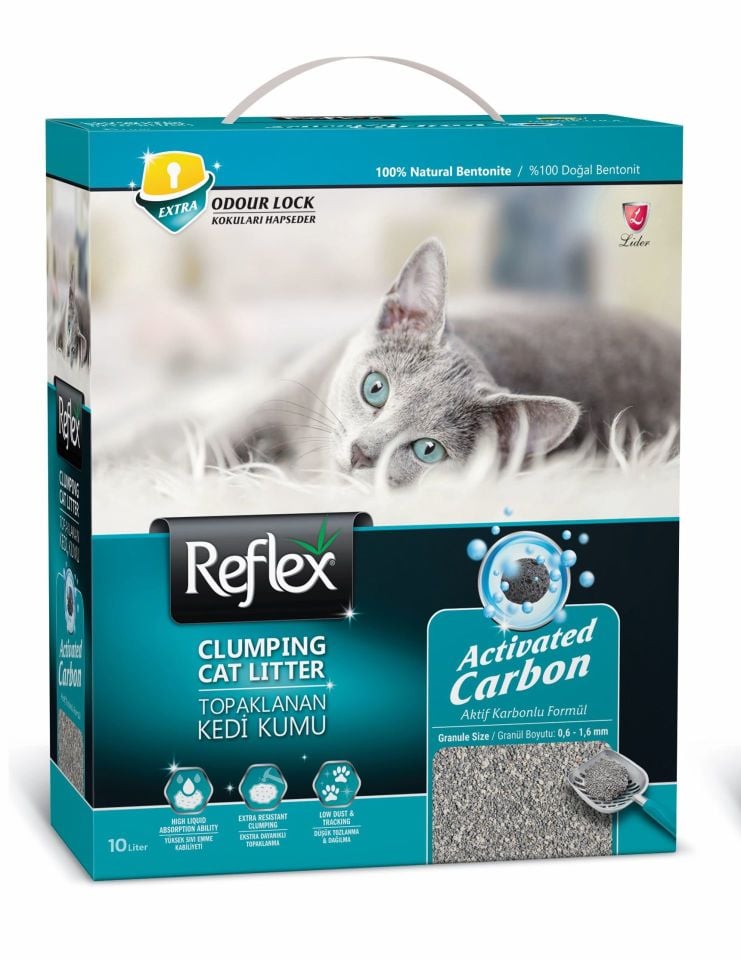Reflex Box Aktif Karbonlu Kedi Kumu Turkuaz 10 Lt