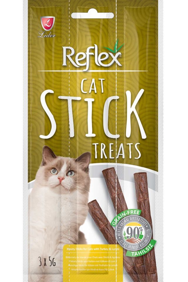 Reflex Stick Hindi Ve Kuzu Etli Kedi Ödül Çubuğu 5 Gr 3 Adet