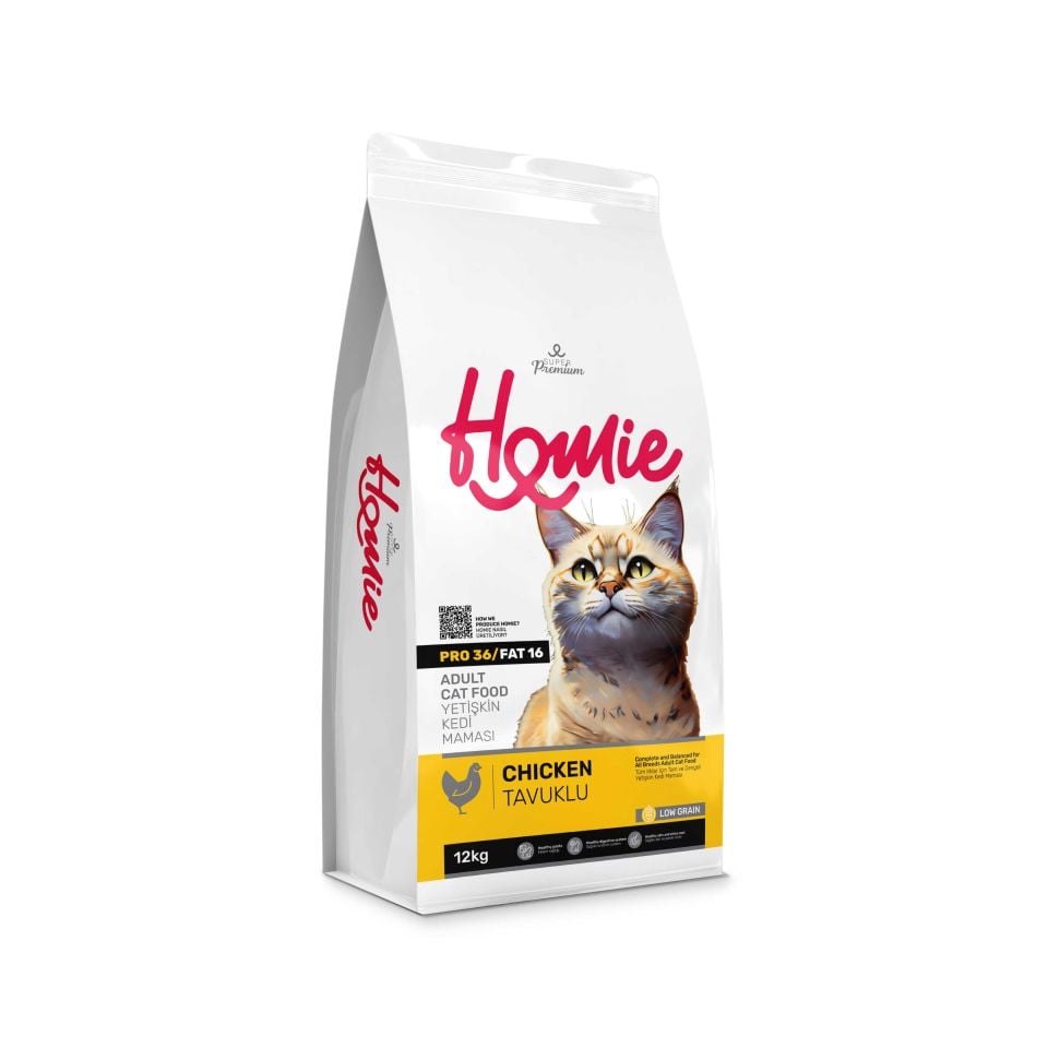 Homie Süper Premium Düşük Tahıllı Tavuk Etli Yetişkin Kedi Maması 12 kg