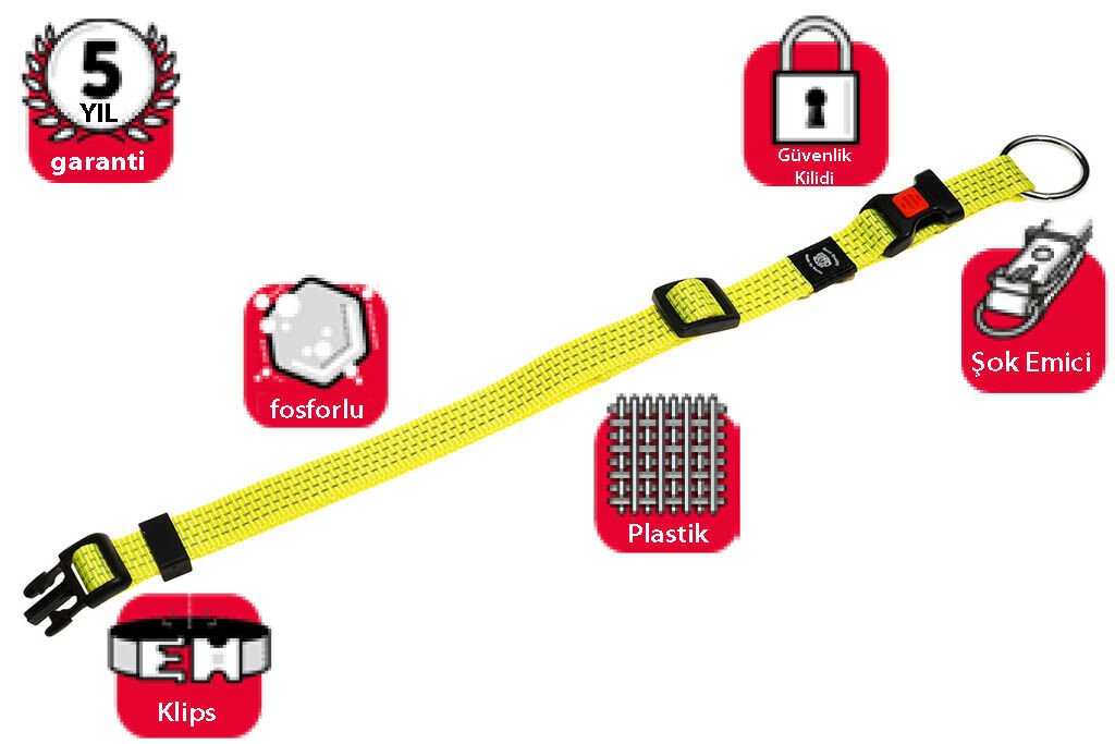 Karlıe Kilitli Boyun Tasma S 30-45 Cm Sarı