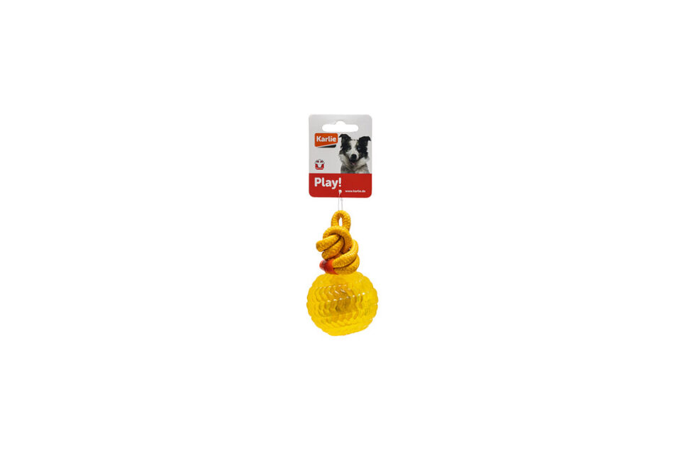 Karlıe İpli Plastik Top Köpek Oyuncağı Sarı 16cm