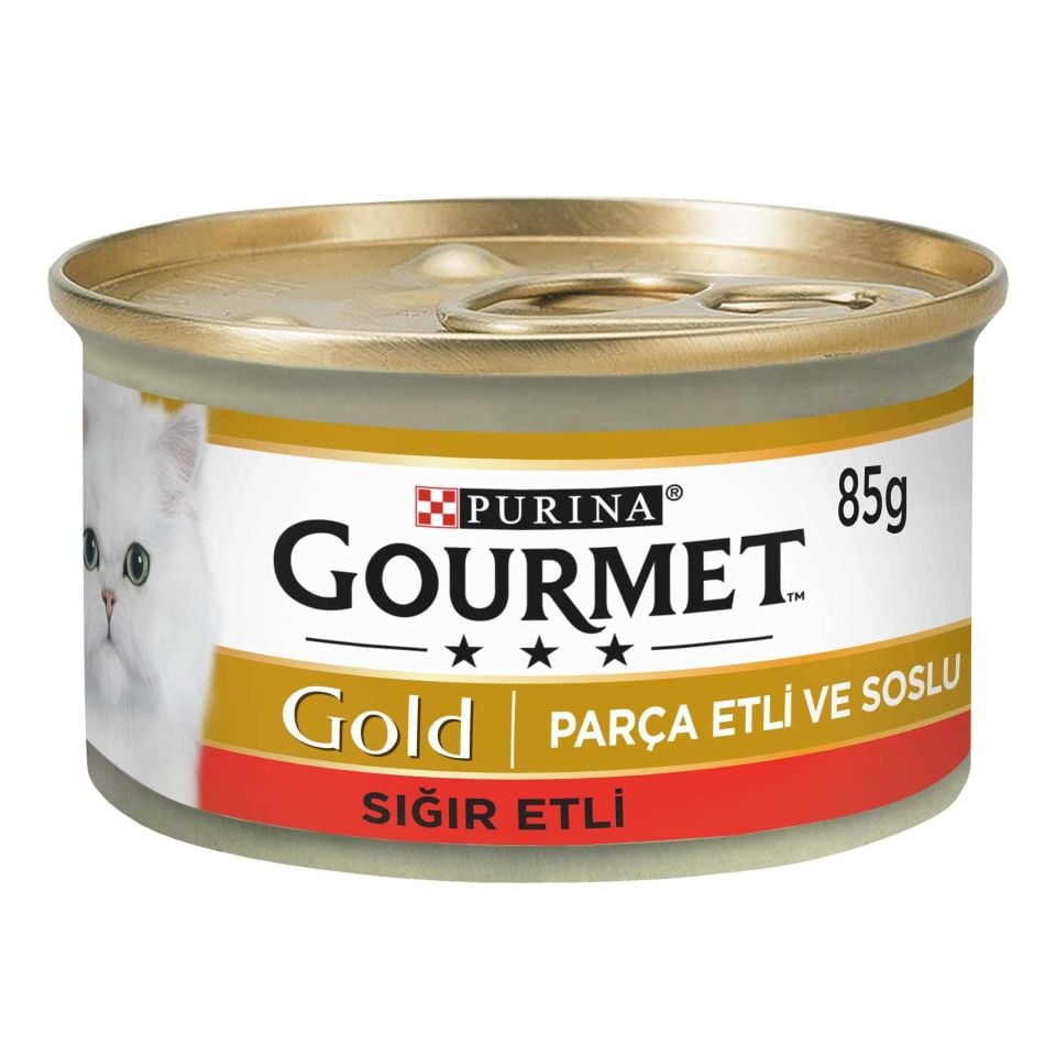Gourmet Gold Parca Etli ve Soslu Sığır Etli Kedi Konserve Maması 85 Gr