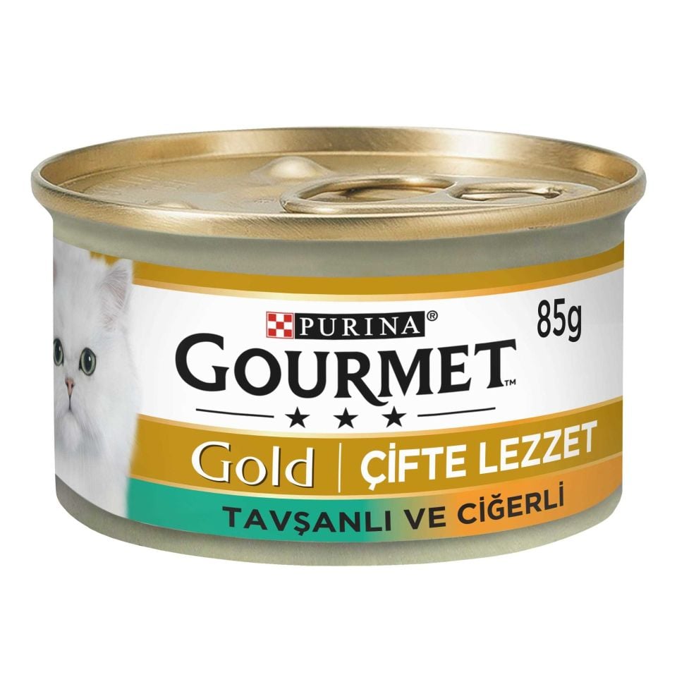 Gourmet Gold Çifte Lezzet Tavsan ve Ciğerli Kedi Konserve Maması 85 Gr
