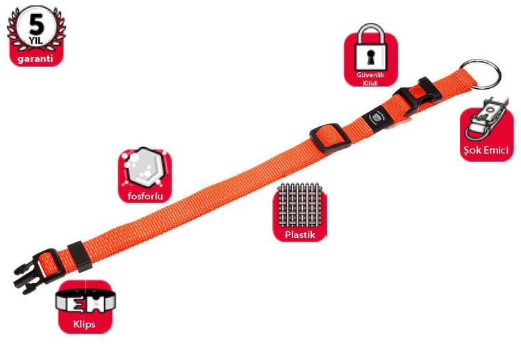 Karlıe Köpek Boyun Tasma 40-55cm 20mm Turuncu