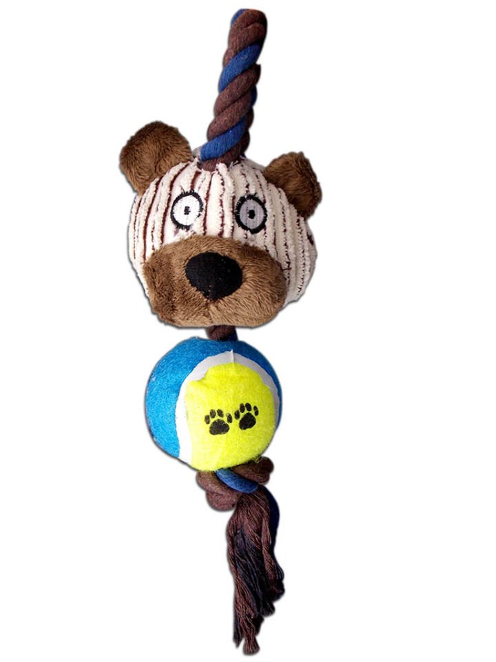 Eastland Ayı Ve Tenıs Toplu Stres Ipı 35x12 Cm Köpek Oyuncağı