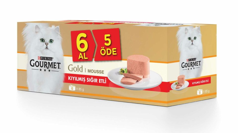 Gourmet Gold Kıyılmış Sığır Etli Yetişkin Kedi Konserve Maması 85 Gr (6 Al 5 Öde)