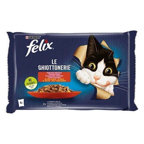 Felix Sığır ve Tavuk Yaş Kedi Maması 4'lü Paket