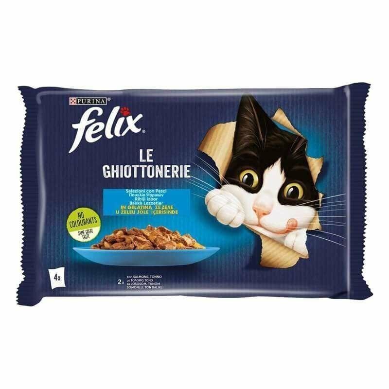 Felix Somonlu ve Ton Balıklı Yaş Kedi Maması 4'lü Paket