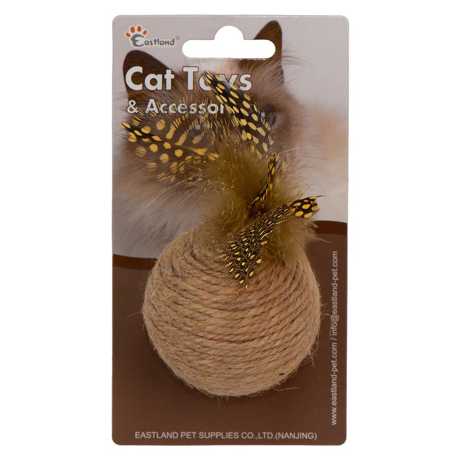 Eastland Hasır Tüylü Çıngıraklı Top-çap 6cm Kedi Oyuncağı