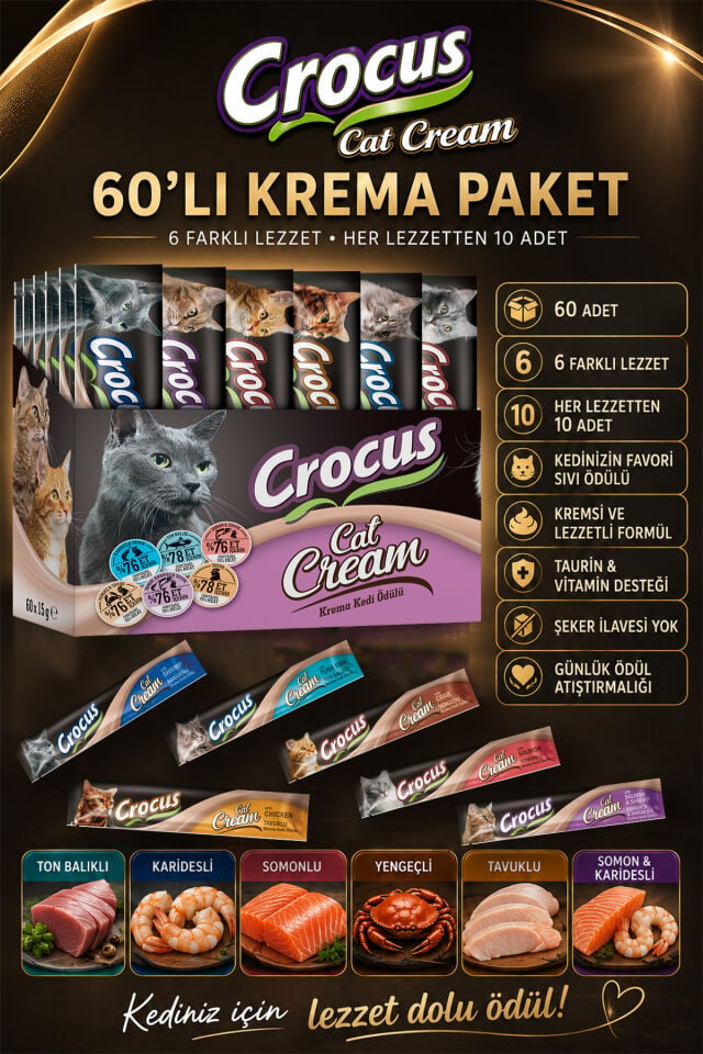 Crocus Multıpack60 6 Çeşit Krema Kedi Ödülü 900gr 60x15gr)