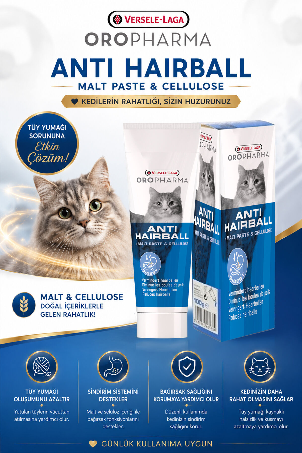Versele Laga Oropharma Antı Haırball Kedi Malt Macunu 100 G.