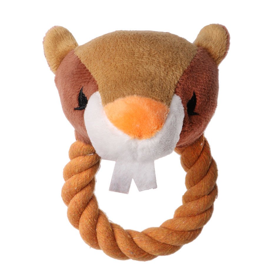 Eastland İpli Öten Peluş Kunduz Çap 18 Cm Köpek Oyuncağı